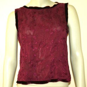 LAST CHANCE! 1990s Johnny Was Boho Blouse Velvet Trim USA Medium